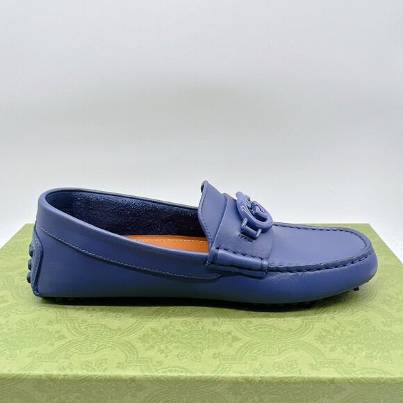 Gucci GG Interlocking Loafer Blue Driver Moccasin Shoes Logo Womens UK 5.5 US 8. - Picture 10 of 16